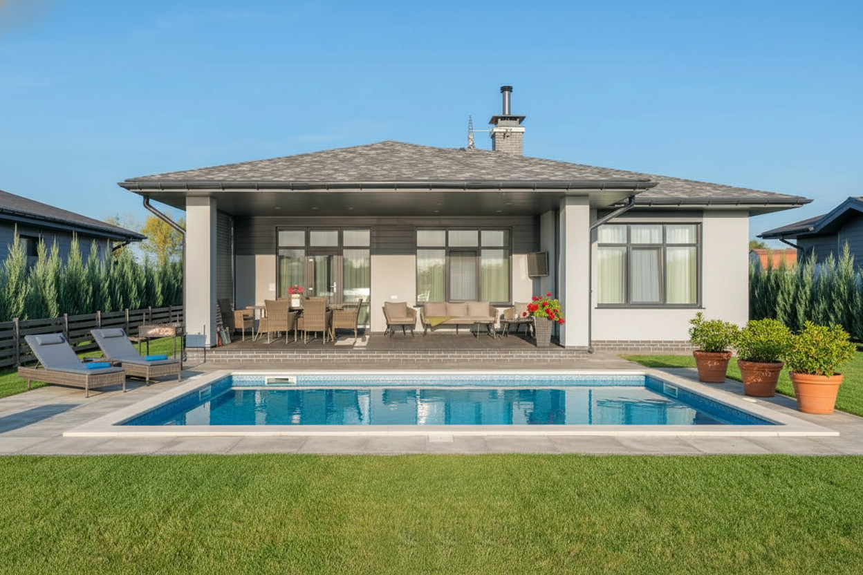 After - Pool added to backyard