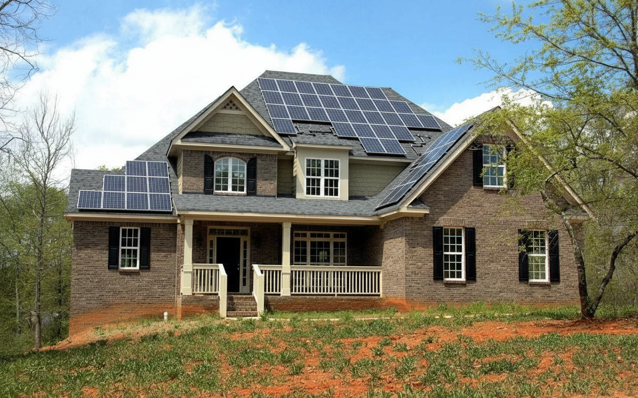 After - Solar panels added to roof